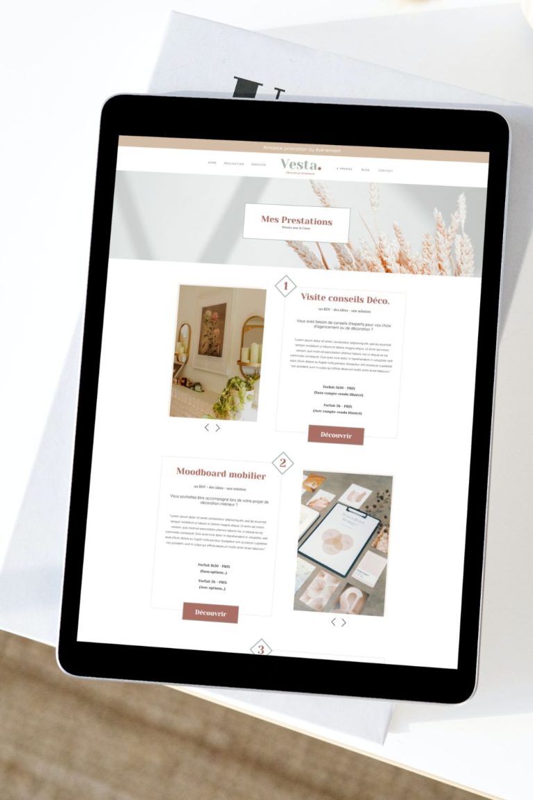 modèle site web spécial bien-être sur showit
